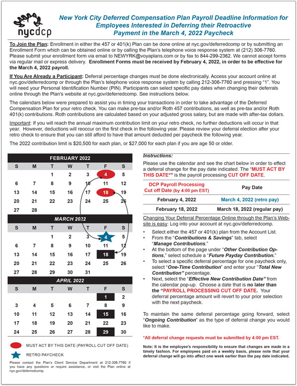 Deferred Compensation Calendar
